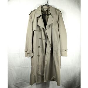London Fog by Wamsutta 40R Men’s Trench Coat Beige Double Breasted Belt Vintage